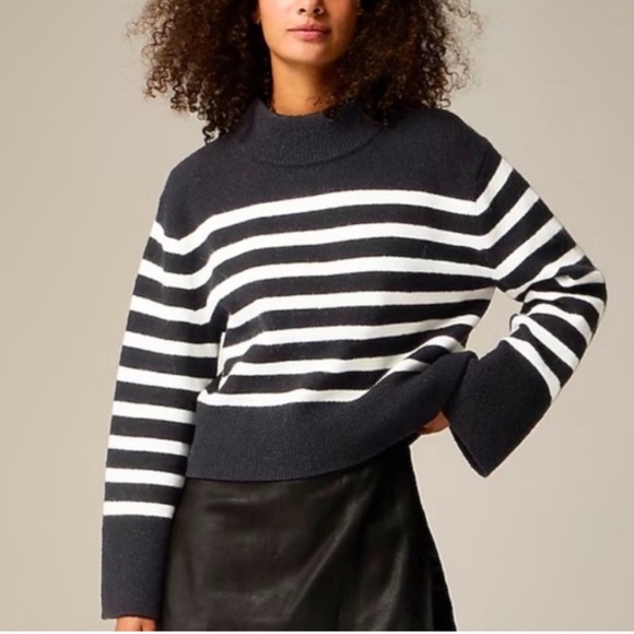 J. Crew Sweaters - J. Crew Black & White Striped bell sleeve Sweater
